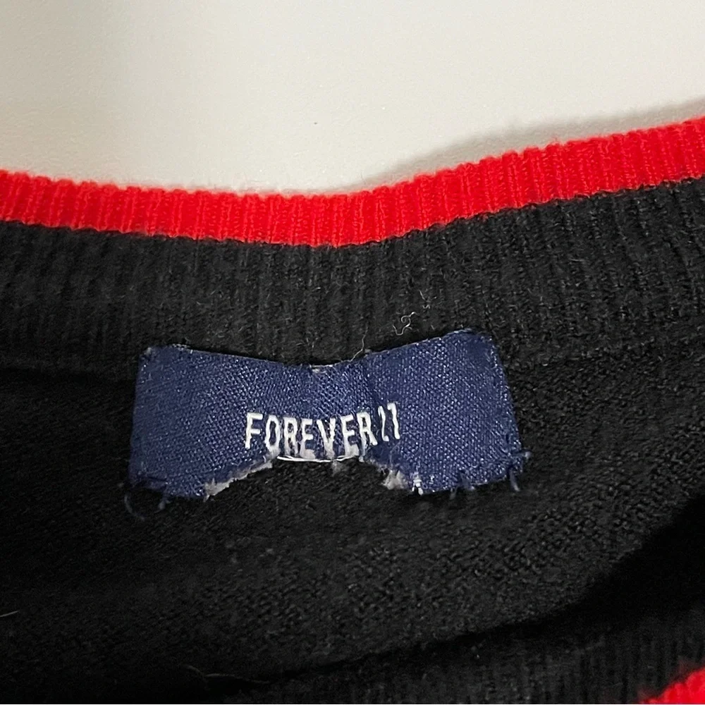 Forever 21 Multicolor Stripe Cropped Crewneck Sweater Black XS - Picture 7 of 8